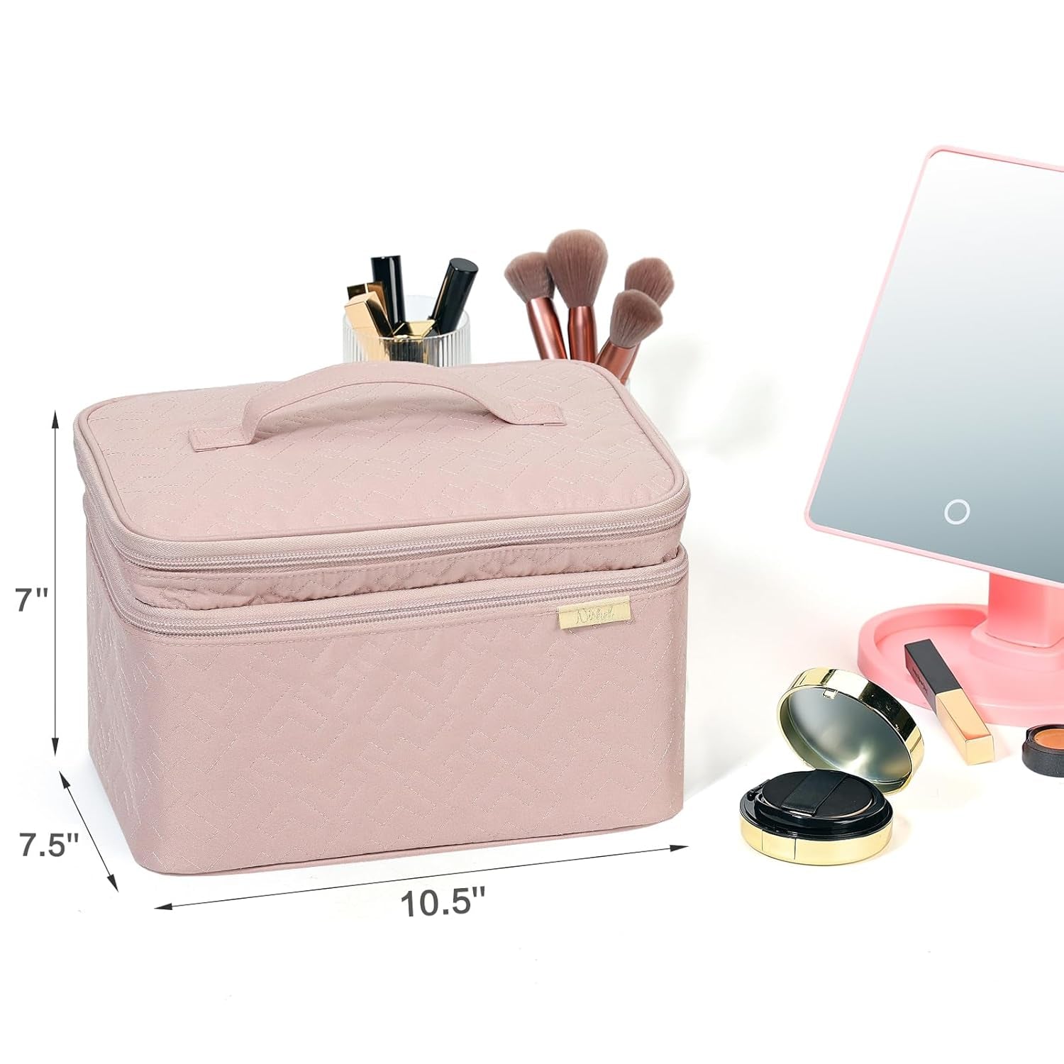 Zanzari PinkTravel™ – Grote Roze Make-up Tas met Dubbele Laag & Verstelbare Indeling