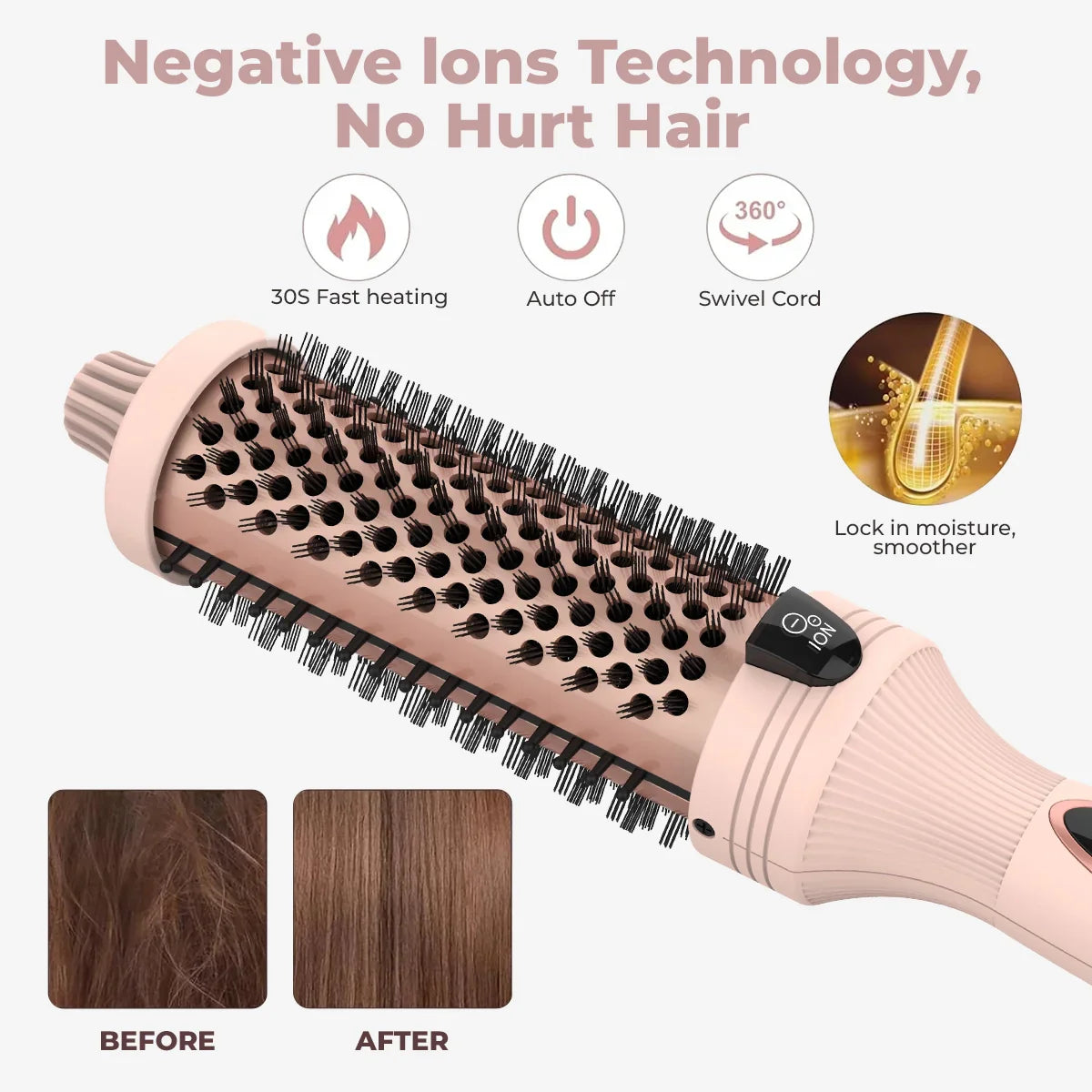 Zanzari IonBrush Pro™ – Thermische Borstel met Negatieve Ionentechnologie