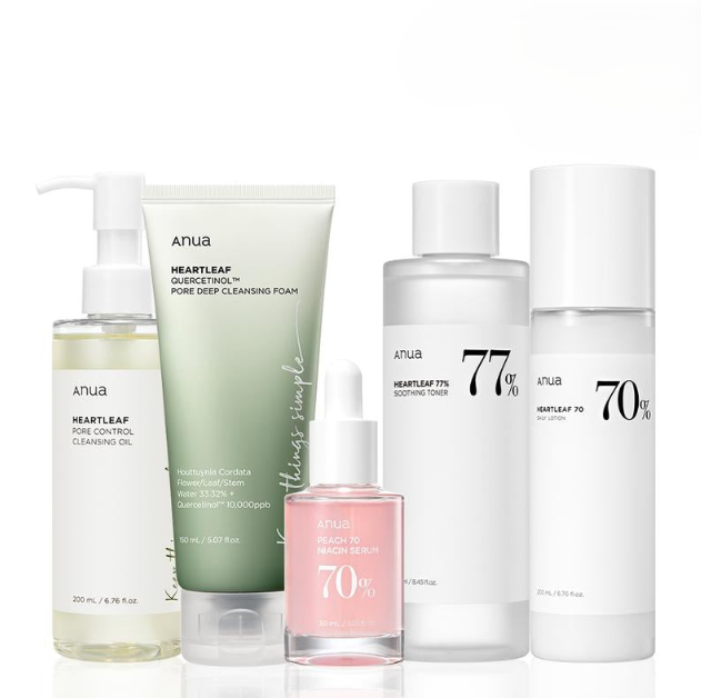 Anua Glow Essentials Set – 5-Stappen Koreaanse Skincare Routine voor een Stralende Huid