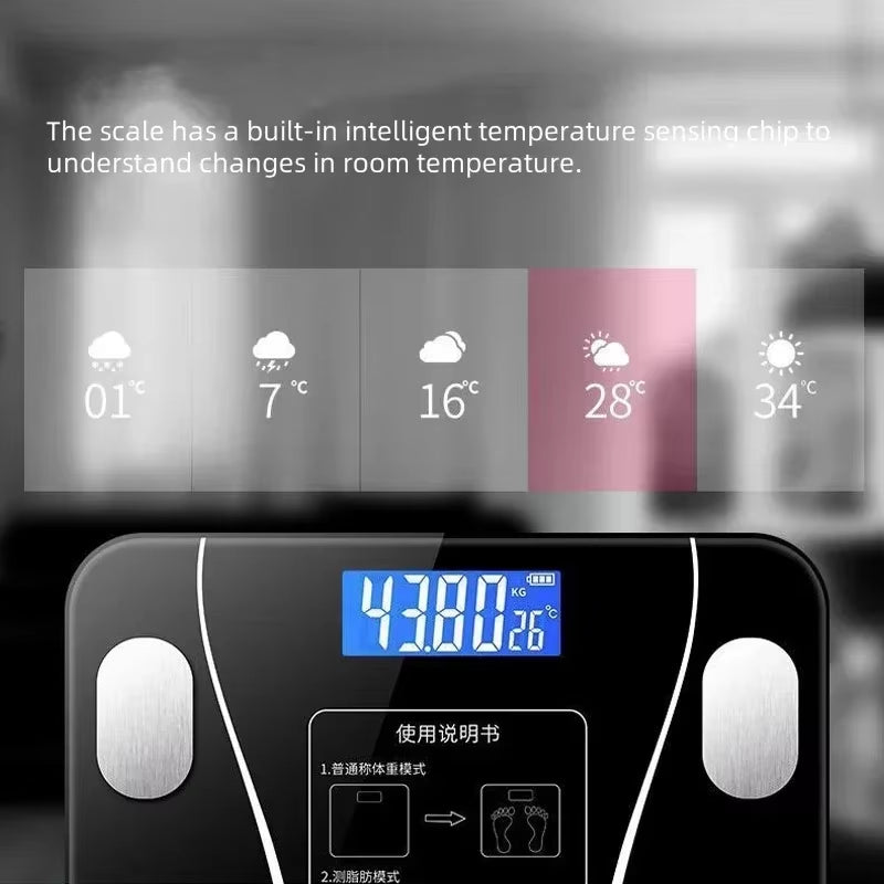 Zanzari SmartFit™ Bluetooth Weegschaal – Voor Gewicht & Lichaamsanalyse