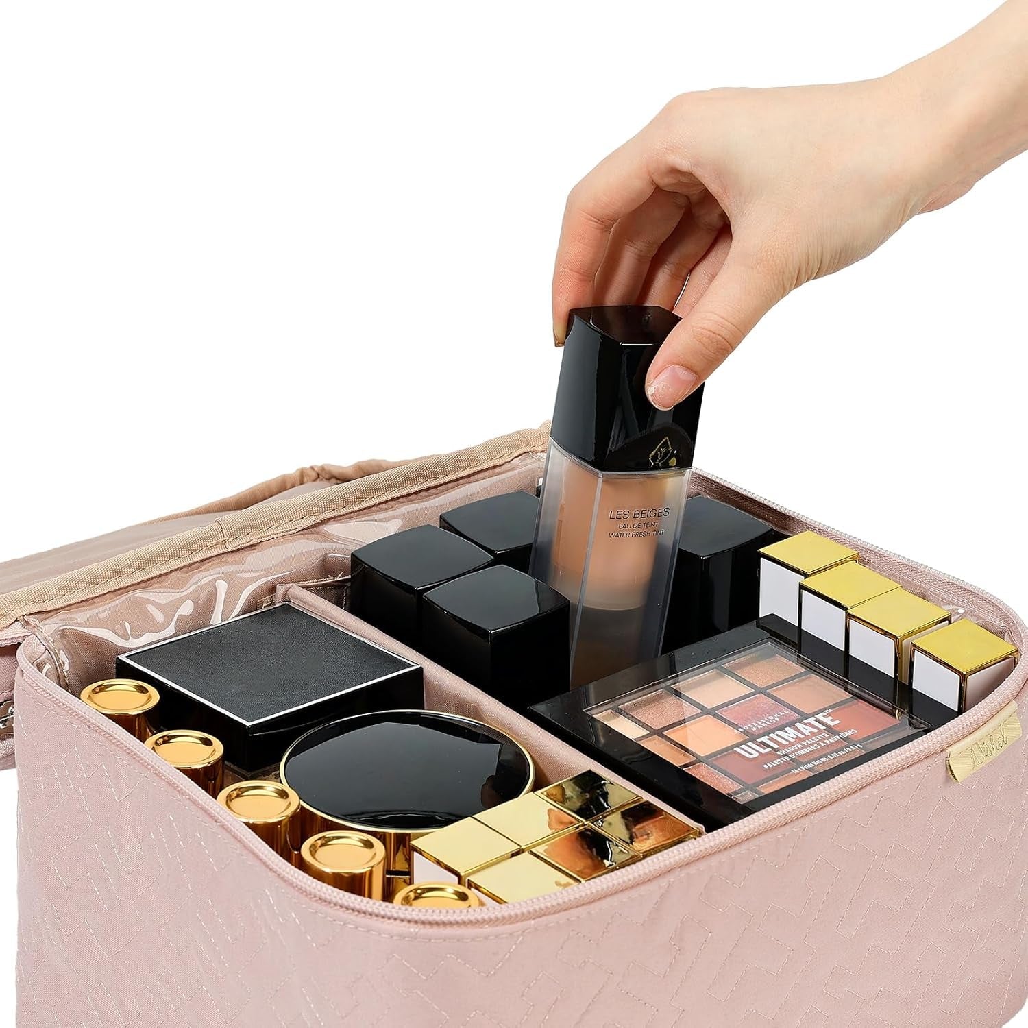Zanzari PinkTravel™ – Grote Roze Make-up Tas met Dubbele Laag & Verstelbare Indeling