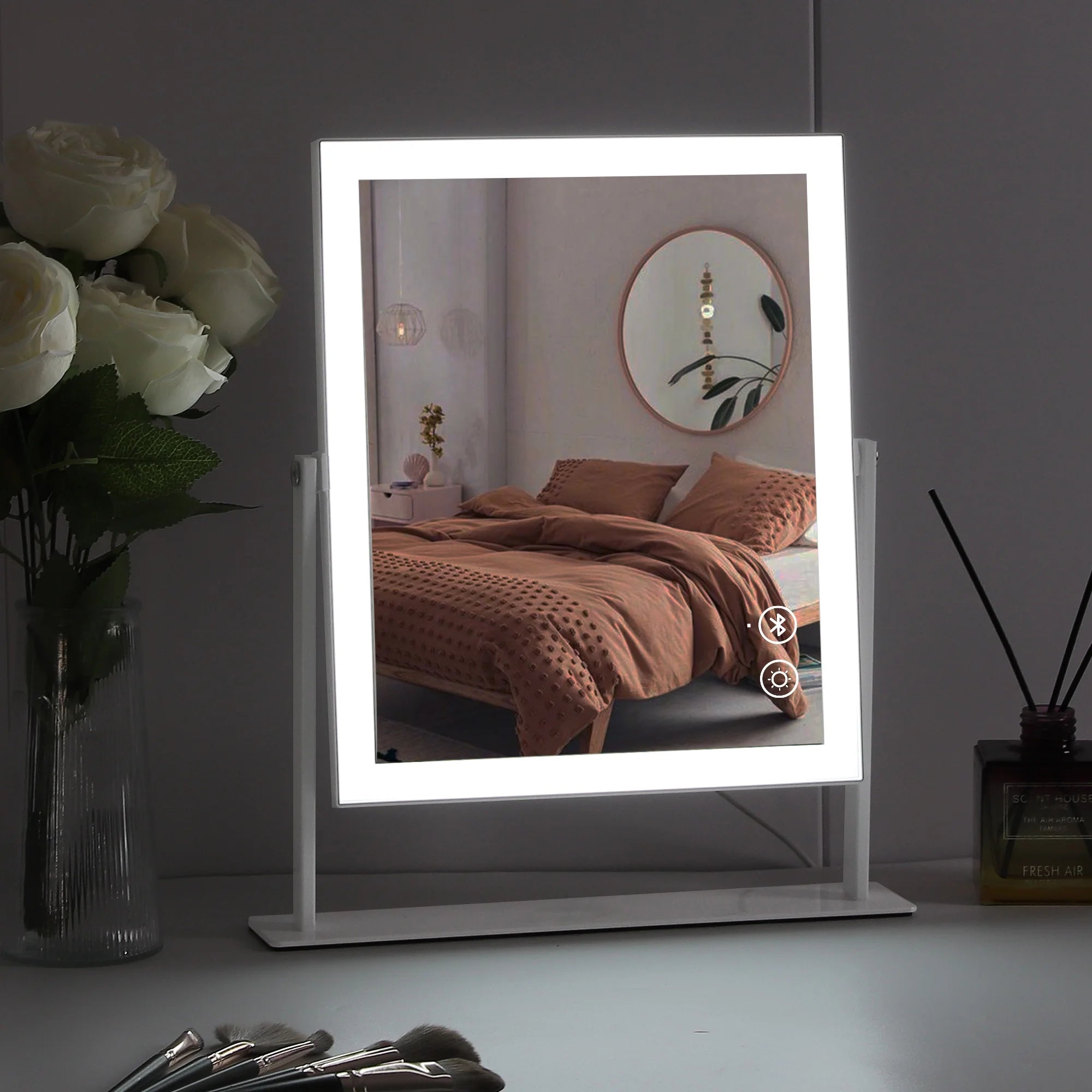Zanzari GlamMirror™ – Make-up Spiegel met Verlichting, Bluetooth & 10x Vergroting