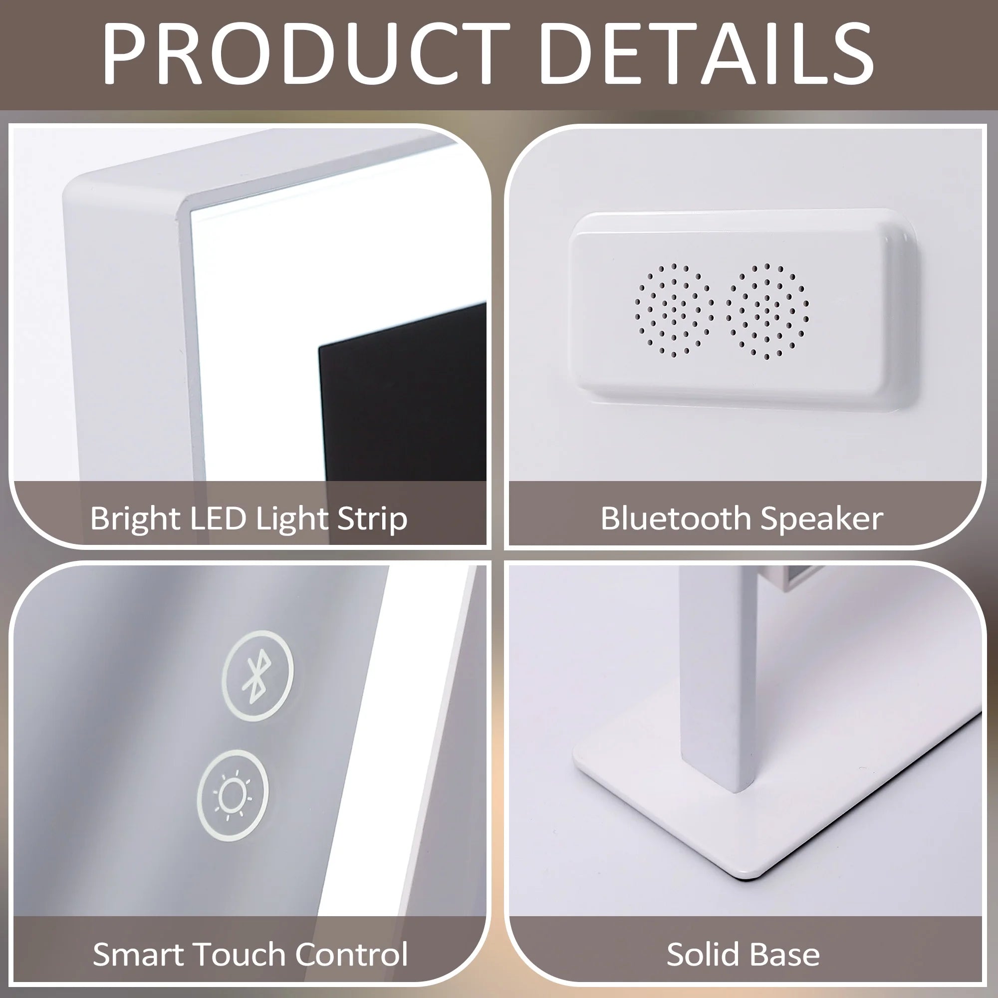 Zanzari GlamMirror™ – Make-up Spiegel met Verlichting, Bluetooth & 10x Vergroting
