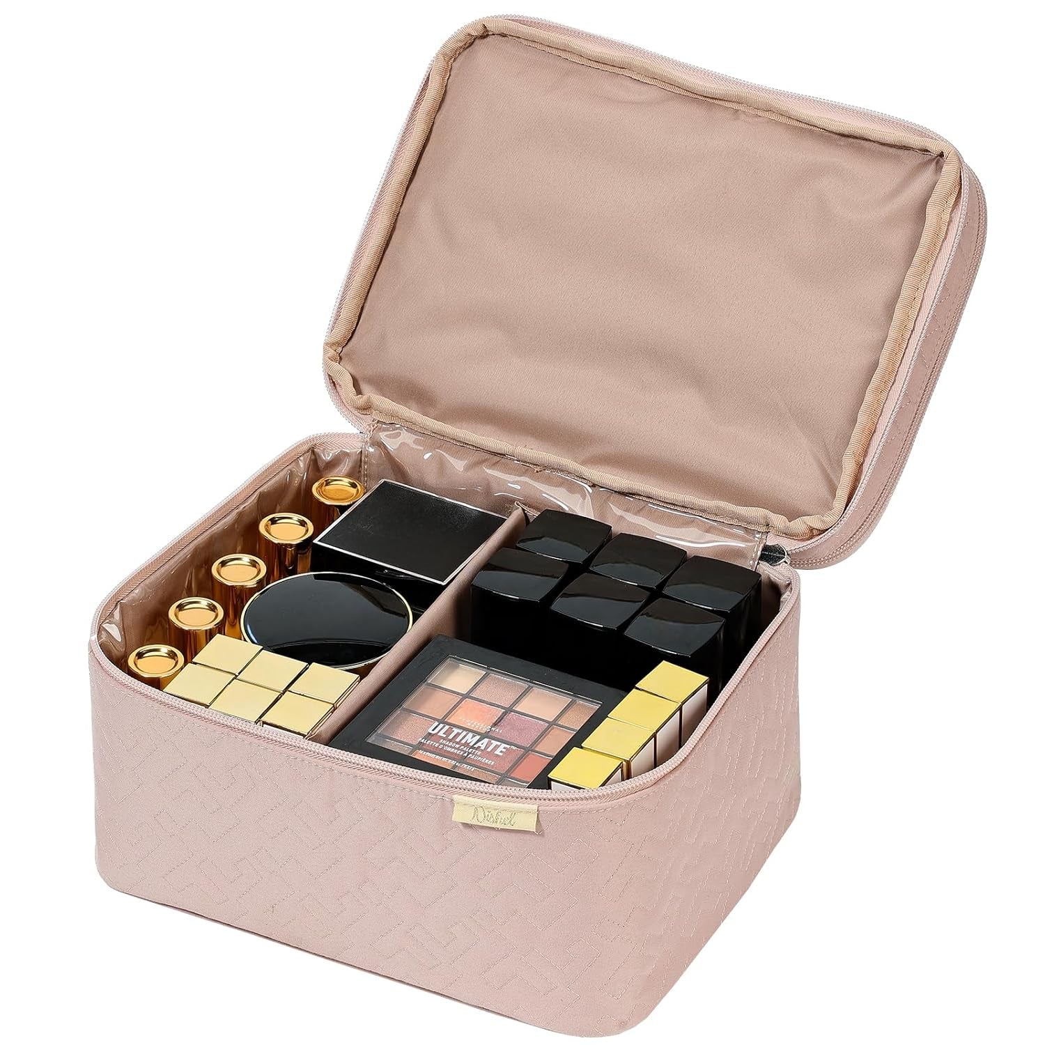 Zanzari PinkTravel™ – Grote Roze Make-up Tas met Dubbele Laag & Verstelbare Indeling