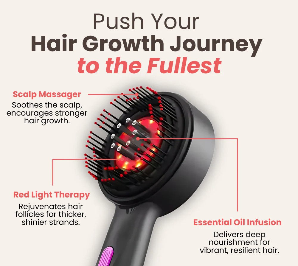 Zanzari HairGlow™ – Scalp Massager met Roodlichttherapie & Olie Applicator