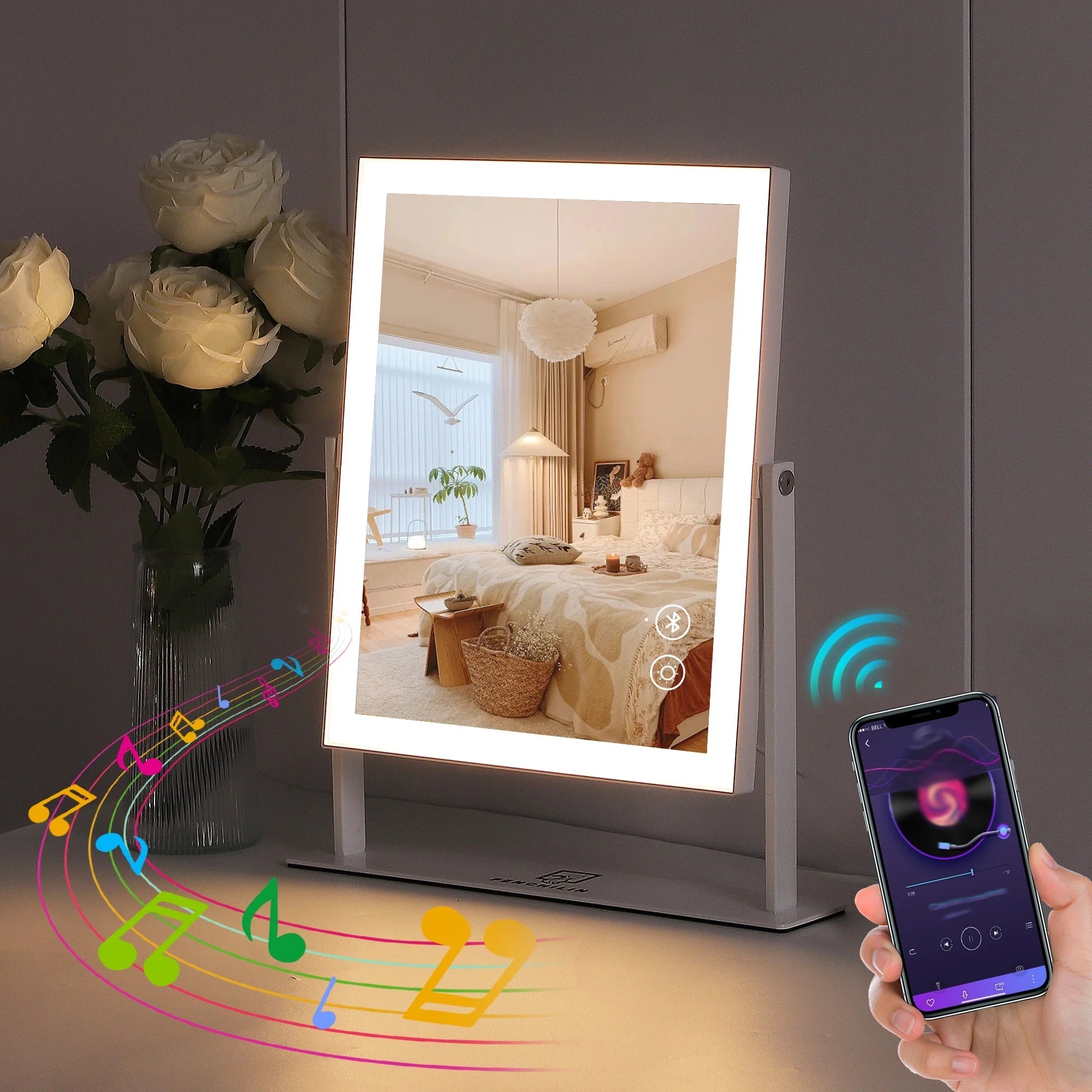 Zanzari GlamMirror™ – Make-up Spiegel met Verlichting, Bluetooth & 10x Vergroting
